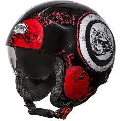 Casco Moto Mini Jet Premier ROCKER SD 92 Schwarz Rot