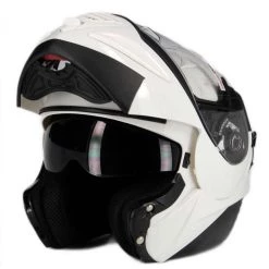 Casco Moto Modulare Apribile Premier Doppia Visiera Thesis Bianco Lucido