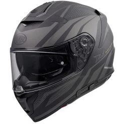 Integraler Motorradhelm Aus DEVIL PR9BE BM Premier Fiber Schwarz Matt Grau
