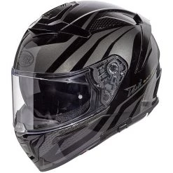 Integraler Motorradhelm Aus DEVIL PR9BE Premier Fiber Schwarz, Grau Glänzend