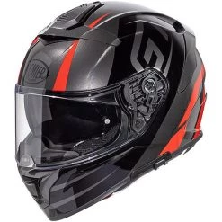 Integraler Motorradhelm In DEVIL GT17 Premier Fiber Rot Schwarz