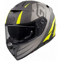 Integraler Motorradhelm In DEVIL GTY Premier Fiberglas Grau Matt Fluo Gelb