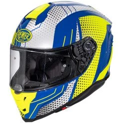 Integraler Motorradhelm In Premier Fiber HYPER BP12 Weiß Gelb Blau