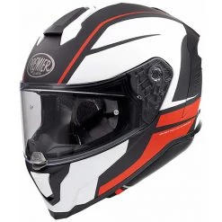 Integraler Motorradhelm In Premier Fiber HYPER DE92 BM Weiß Schwarz Rot Matt