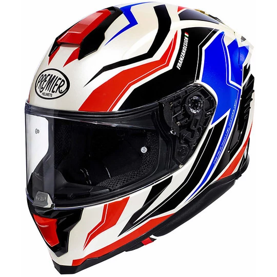 Integraler Motorradhelm In Premier Fiber HYPER RW13 Weiß Blau Rot 3 Integraler Motorradhelm In Premier Fiber HYPER RW13 Weiß Blau Rot