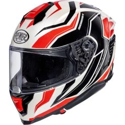 Integraler Motorradhelm In Premier Fiber HYPER RW2 Weiß Schwarz Rot