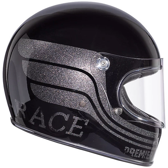 Integraler Motorradhelm Vintage 70er Premier Trophy BTR9 Schwarz Grau 4 Integraler Motorradhelm Vintage 70er Premier Trophy BTR9 Schwarz Grau – Bild 2