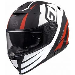 Integrierter Motorradhelm Aus DEVIL GT92 Premier Fibre BM Schwarz Weiß Rot Matt