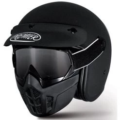 Motorrad-Helm Jet Premier Vintage Faser Mask Mattschwarz
