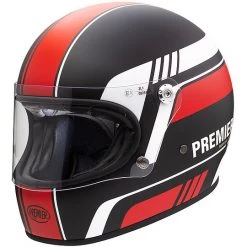 Motorrad Integralhelm Vintage 70er Premier Trophy BL92 BM Schwarz Rot Weiß Matt