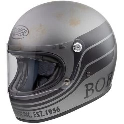 Motorrad Integralhelm Vintage 70er Premier Trophy BTR17 BM Matt Schwarz Grau