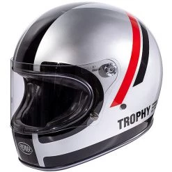 Motorrad Integralhelm Vintage 70er Premier Trophy DO Grau Verchromt