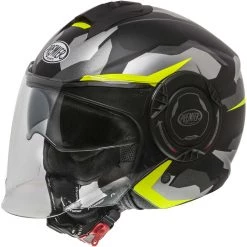 Motorrad-Sturzhelm Jet Premier COOL CAMO YELLOW FLUO BM Schwarz Gelb Opaque