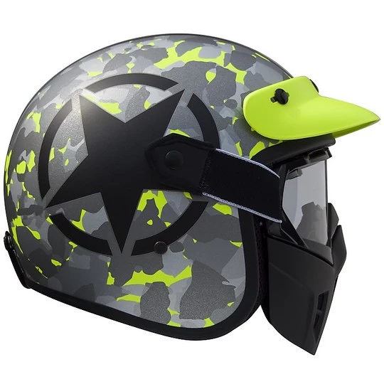 Motorrad-Sturzhelm Jet Premier Vintage-Faser-Maske Stern Camo Fluo BM 5 Motorrad-Sturzhelm Jet Premier Vintage-Faser-Maske Stern Camo Fluo BM – Bild 3