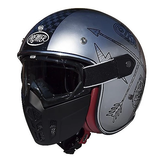 Motorrad-Sturzhelm Jet Premier Vintage-Fiber Mask NX Verchromte 3 Motorrad-Sturzhelm Jet Premier Vintage-Fiber Mask NX Verchromte