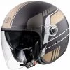 Motorradhelm Jet Vintage In Premier Fibre Spade BL19 BM Schwarz Gold Matt