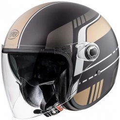 Motorradhelm Jet Vintage In Premier Fibre Spade BL19 BM Schwarz Gold Matt