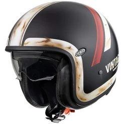 Motorradhelm Jet Vintage VINTAGE EVO Premier Faser DO92 Old Style BM Matt Schwarz