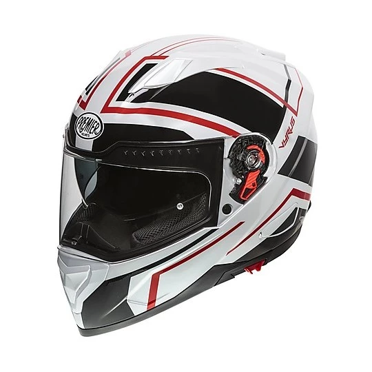 Premier VYRUS ND2 Full Face Motorradhelm Weiß Schwarz Rot 3 Premier VYRUS ND2 Full Face Motorradhelm Weiß Schwarz Rot