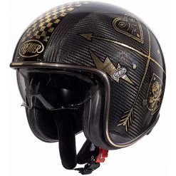 Vintage Carbon Jet Motorradhelm Premier VINTAGE EVO Carbon NX GOLD CHROM