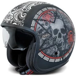 Premier VINTAGE EVO SK 9 BM Motorradoptik-Helm Mit Jetoptik In Schwarz Matt