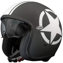 Vintage Jet Motorradhelm In Premier Fiber VINTAGE EVO Stern 9 BM Schwarz Matt Weiß